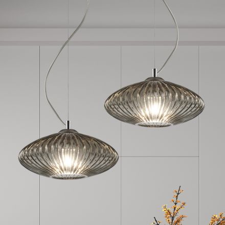 Lámpara de suspensión hecha a mano de vidrio soplado en Venecia - Dafne Viadurini