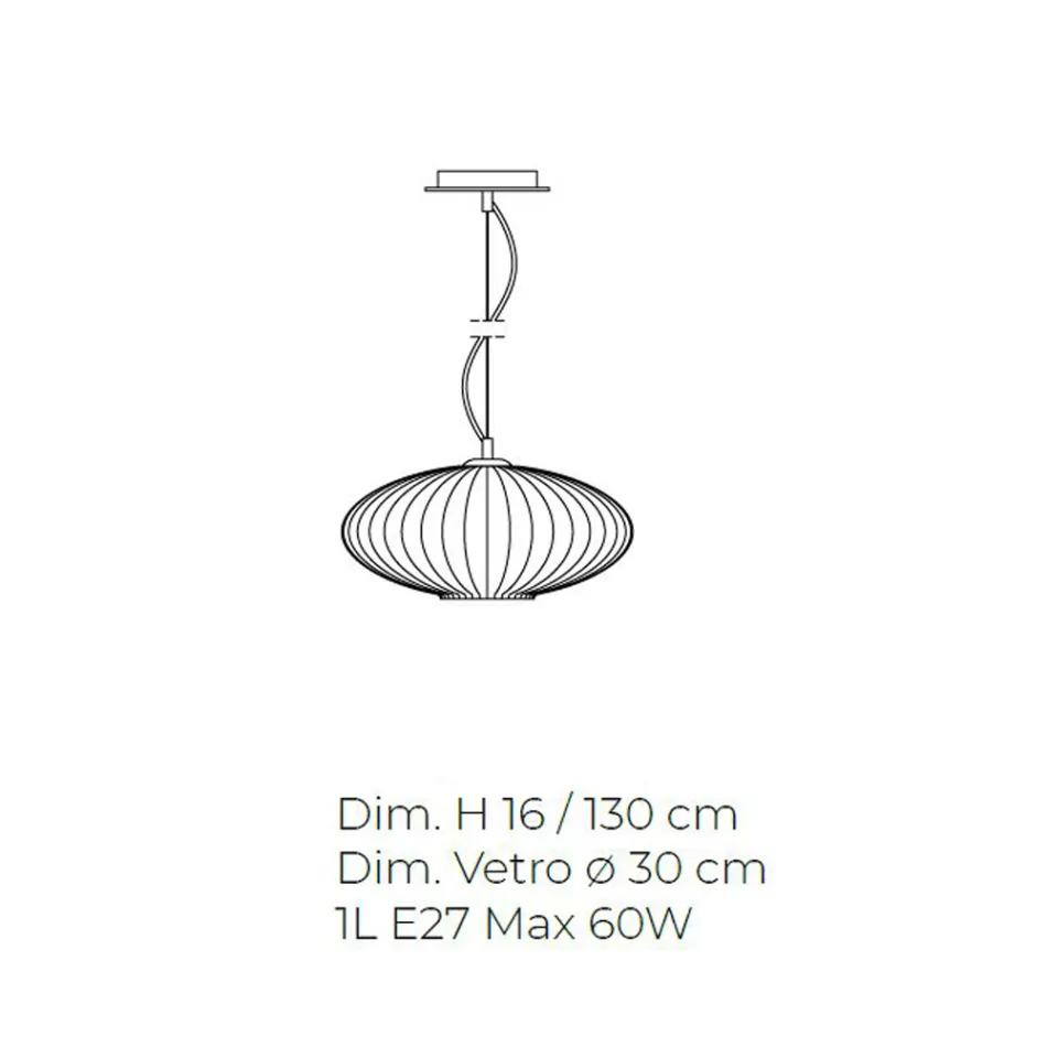 Lámpara de suspensión hecha a mano de vidrio soplado en Venecia - Dafne Viadurini