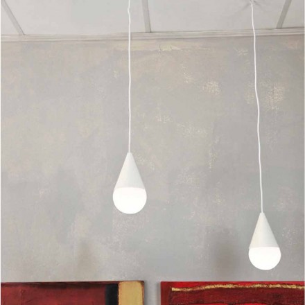 Lámpara colgante blanca con 2 luces Drop, diseño moderno. Viadurini