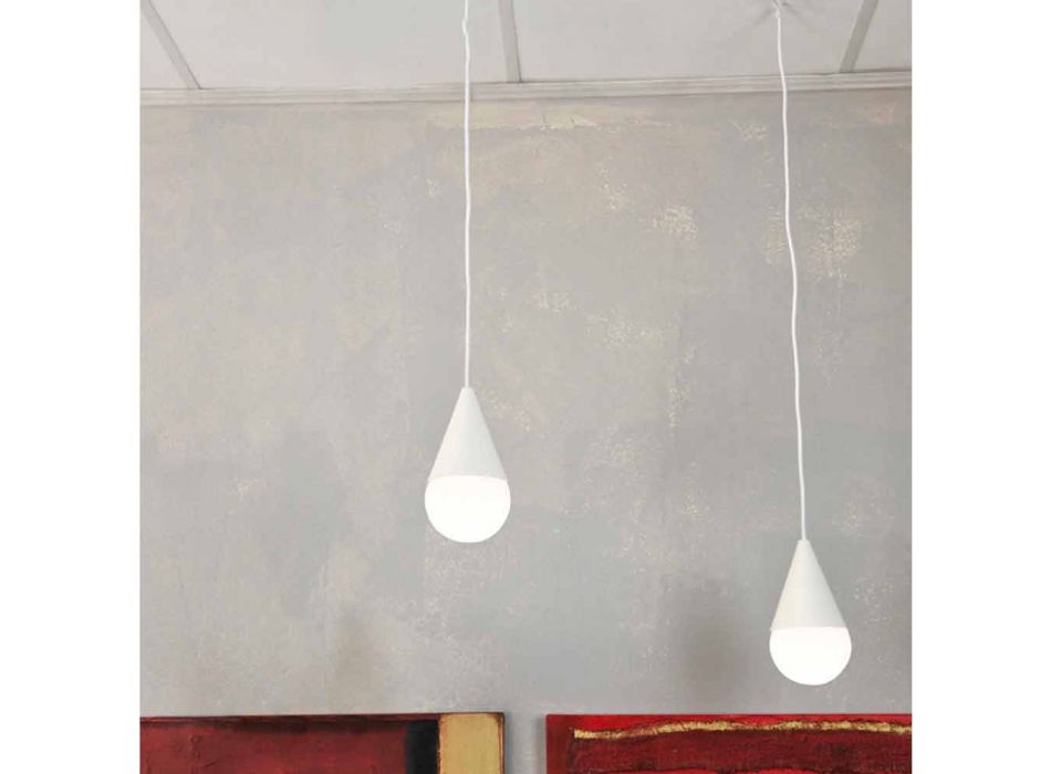 Lámpara colgante blanca con 2 luces Drop, diseño moderno. Viadurini