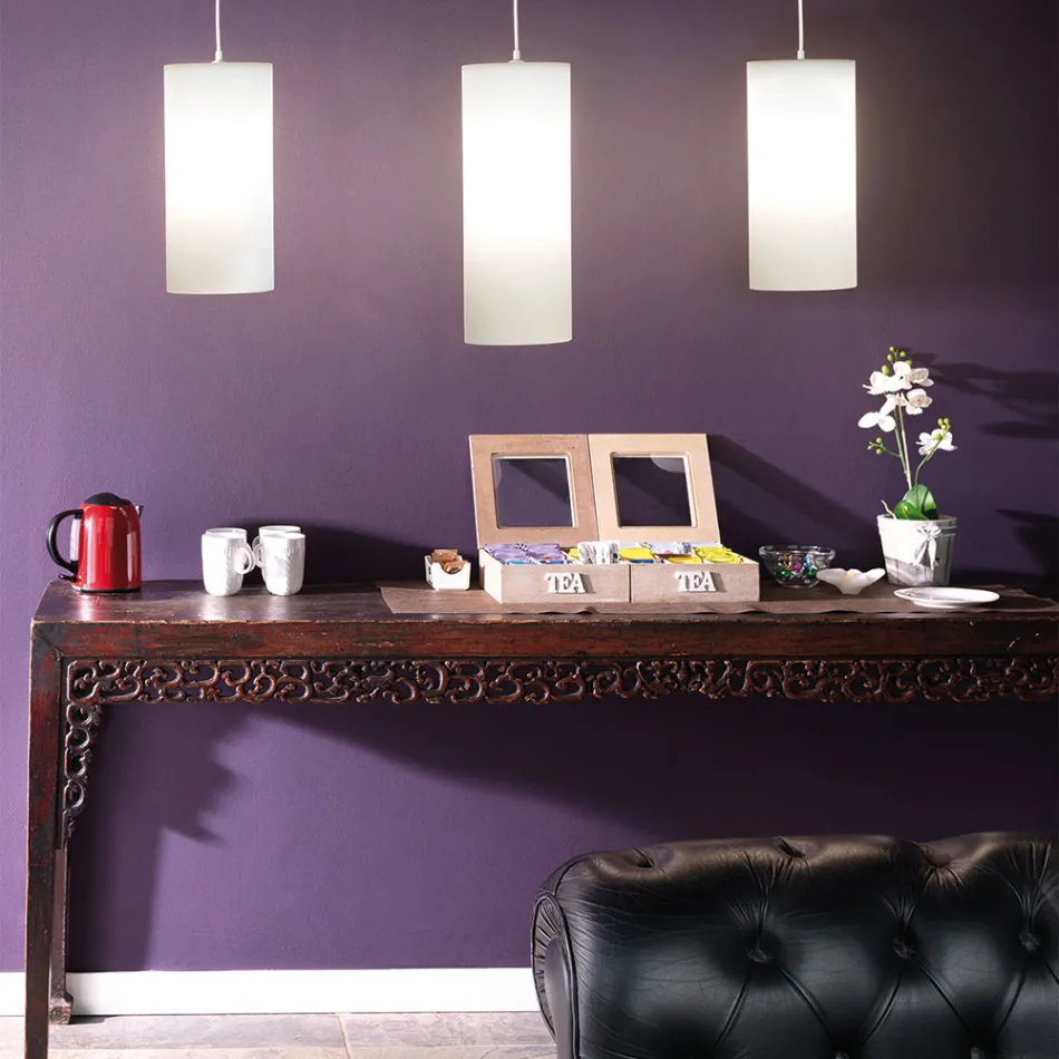 Lámpara de Suspensión Cilíndrica en Polietileno Made in Italy - Minervo Viadurini