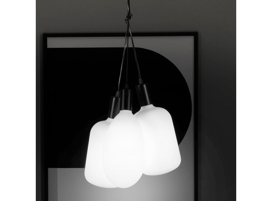 Lámpara de suspensión de 3 luces en metal y cristal cerámico Made in Italy - Speak Viadurini