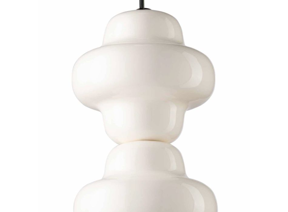 Lámpara de suspensión de 4 elementos en cerámica y vidrio Made in Italy - Capocabana Viadurini