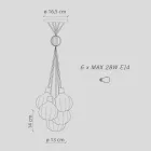 Lámpara de suspensión de 6 elementos en cerámica y vidrio Made in Italy - Afoxe Viadurini