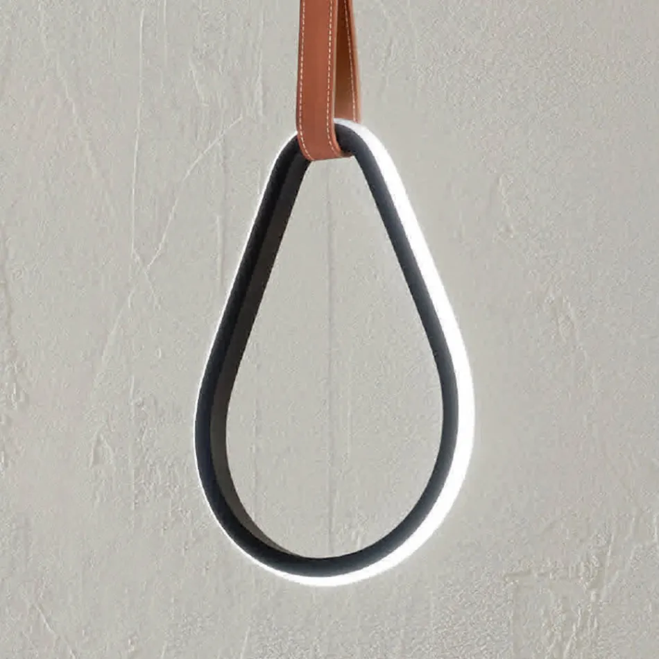 Lámpara de Suspensión con Formas Geométricas y Detalle en Imitación de Piel - Ciprés Viadurini