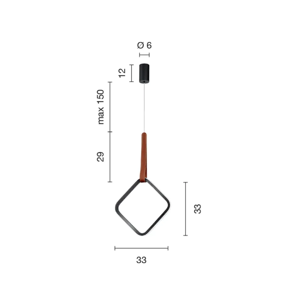 Lámpara de Suspensión con Formas Geométricas y Detalle en Imitación de Piel - Ciprés Viadurini