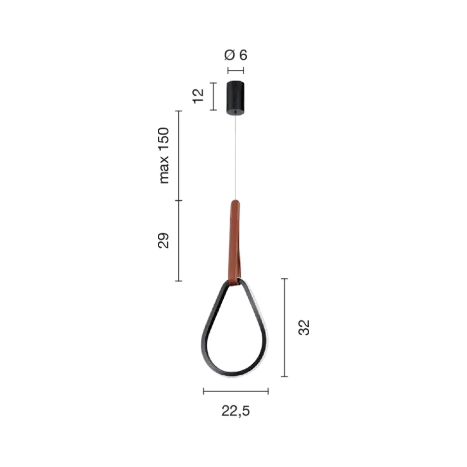Lámpara de Suspensión con Formas Geométricas y Detalle en Imitación de Piel - Ciprés Viadurini