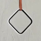 Lámpara de Suspensión con Formas Geométricas y Detalle en Imitación de Piel - Ciprés Viadurini