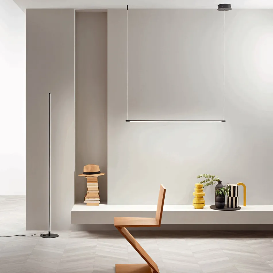 Lámpara colgante con luz LED y cables de longitud regulable - Naranja Viadurini