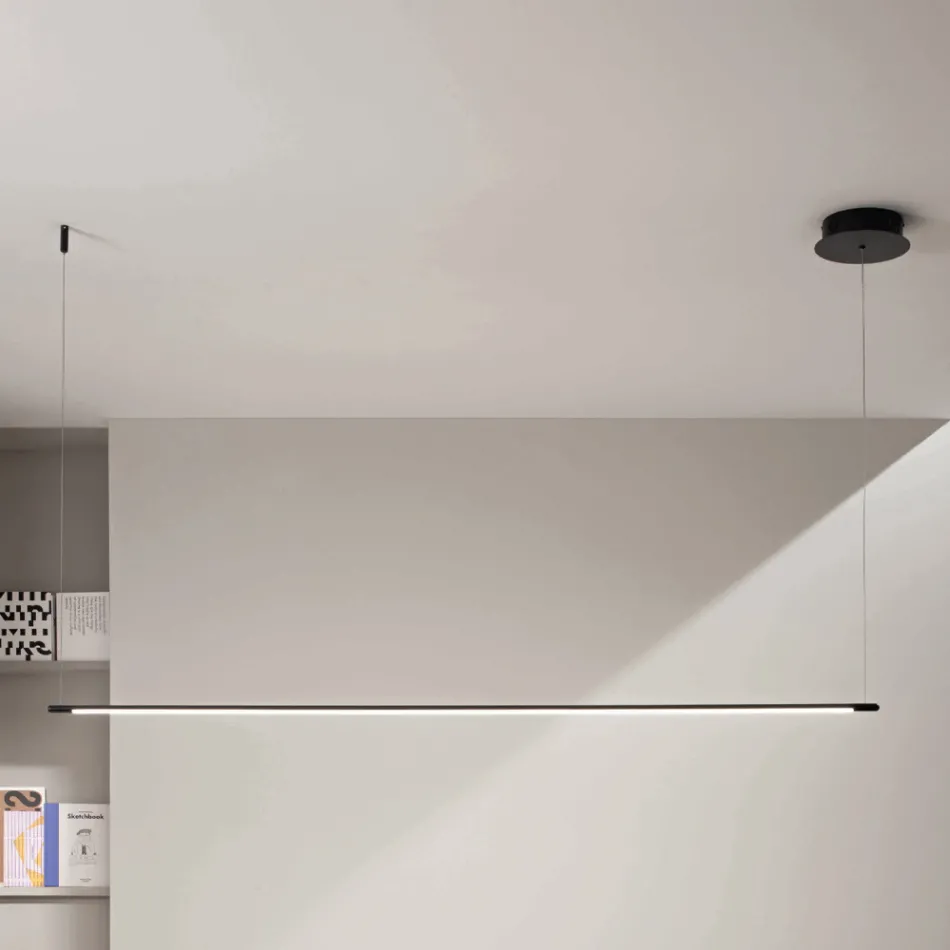 Lámpara colgante con luz LED y cables de longitud regulable - Naranja Viadurini