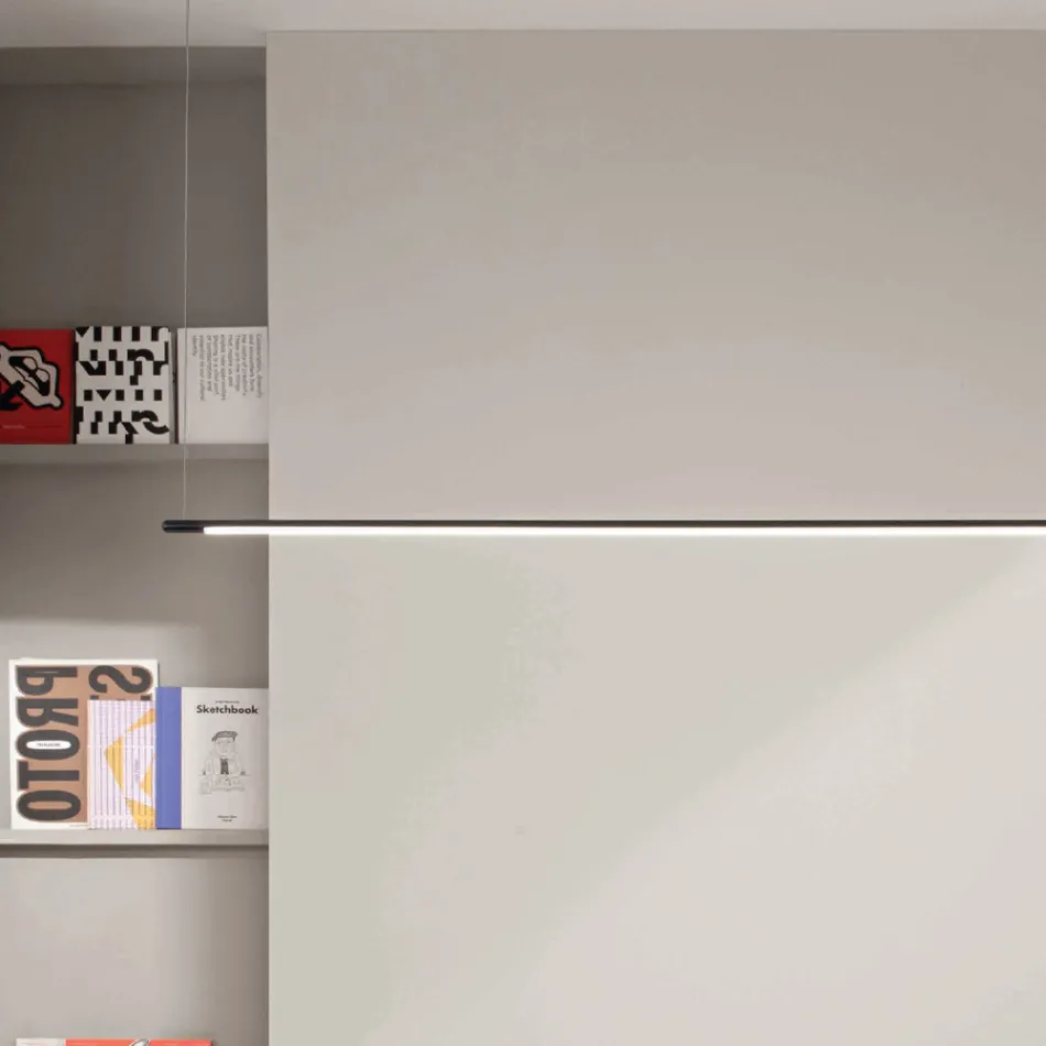 Lámpara colgante con luz LED y cables de longitud regulable - Naranja Viadurini