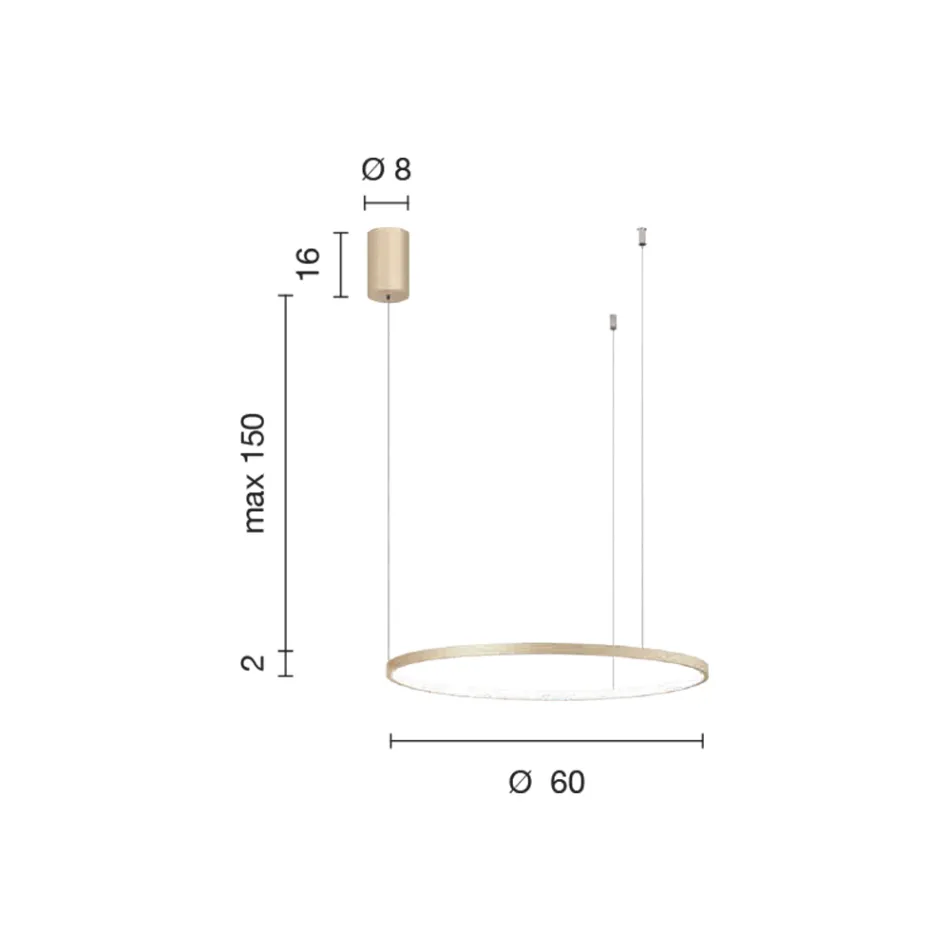 Lámpara Colgante con Luz LED Redonda Horizontal en Metal - Mulberry Viadurini