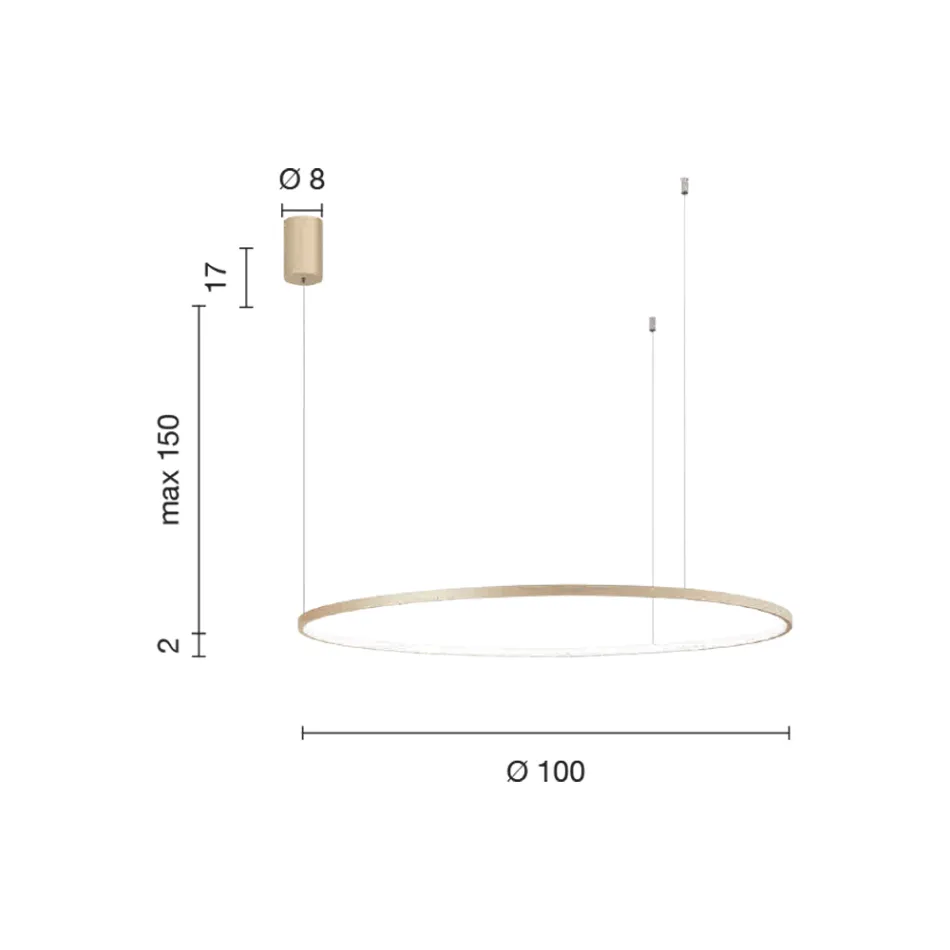 Lámpara Colgante con Luz LED Redonda Horizontal en Metal - Mulberry Viadurini