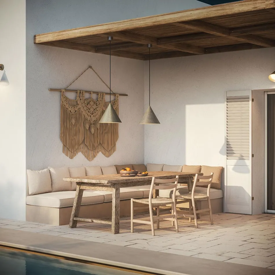 Lámpara colgante de exterior en latón Made in Italy - Rain Viadurini