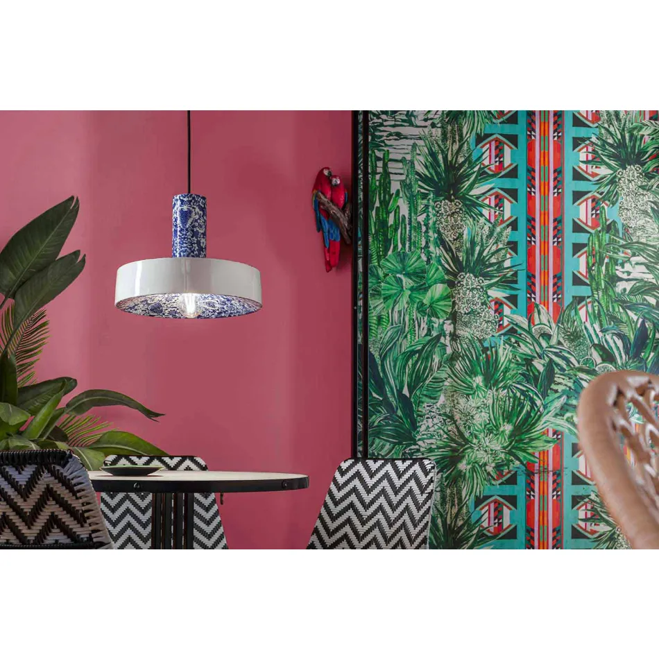 Lámpara de suspensión de estilo retro en cerámica coloreada - Ferroluce Pi Viadurini