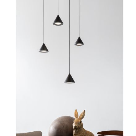 Lámpara Suspensión de Diseño 5 o 7 Luces Alambre Aluminio Negro - Mercado Viadurini