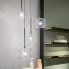 Lámpara de suspensión de diseño en metal y vidrio Made in Italy - Donatina Viadurini