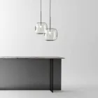 Lámpara de suspensión de diseño en metal brillante Made in Italy - Donatina Viadurini