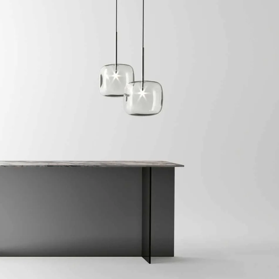 Lámpara de suspensión de diseño en metal brillante Made in Italy - Donatina Viadurini