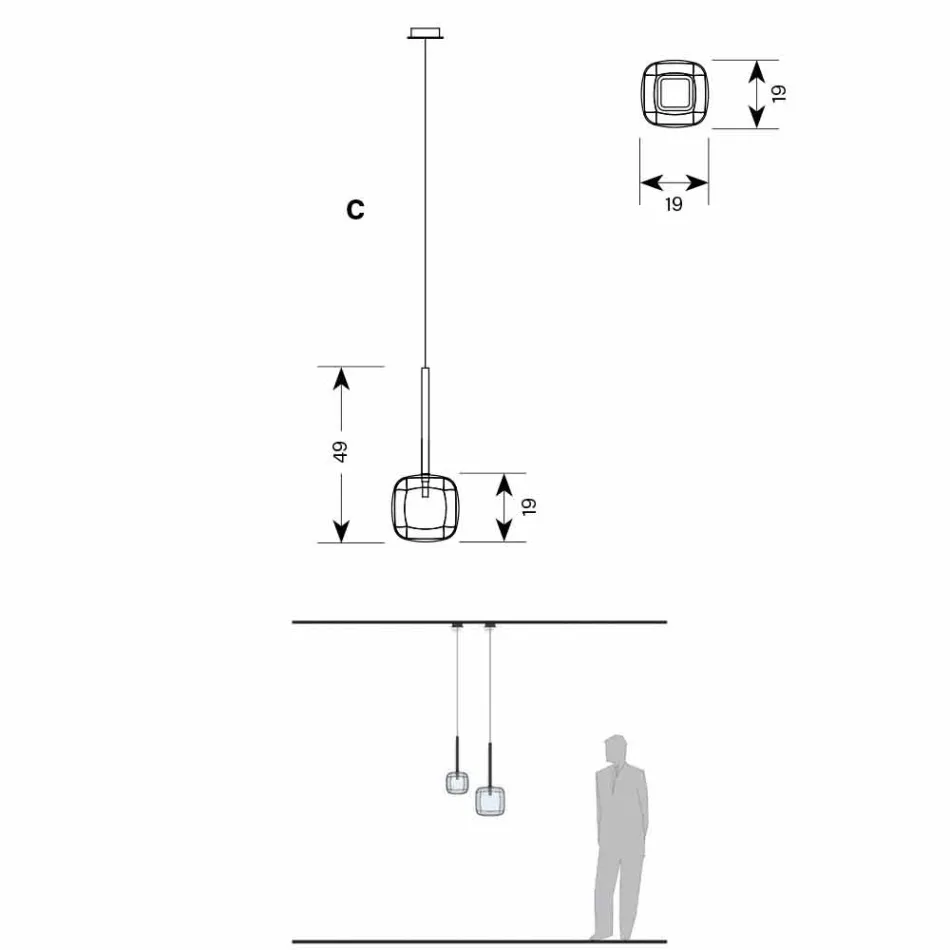 Lámpara de suspensión de diseño en metal brillante Made in Italy - Donatina Viadurini