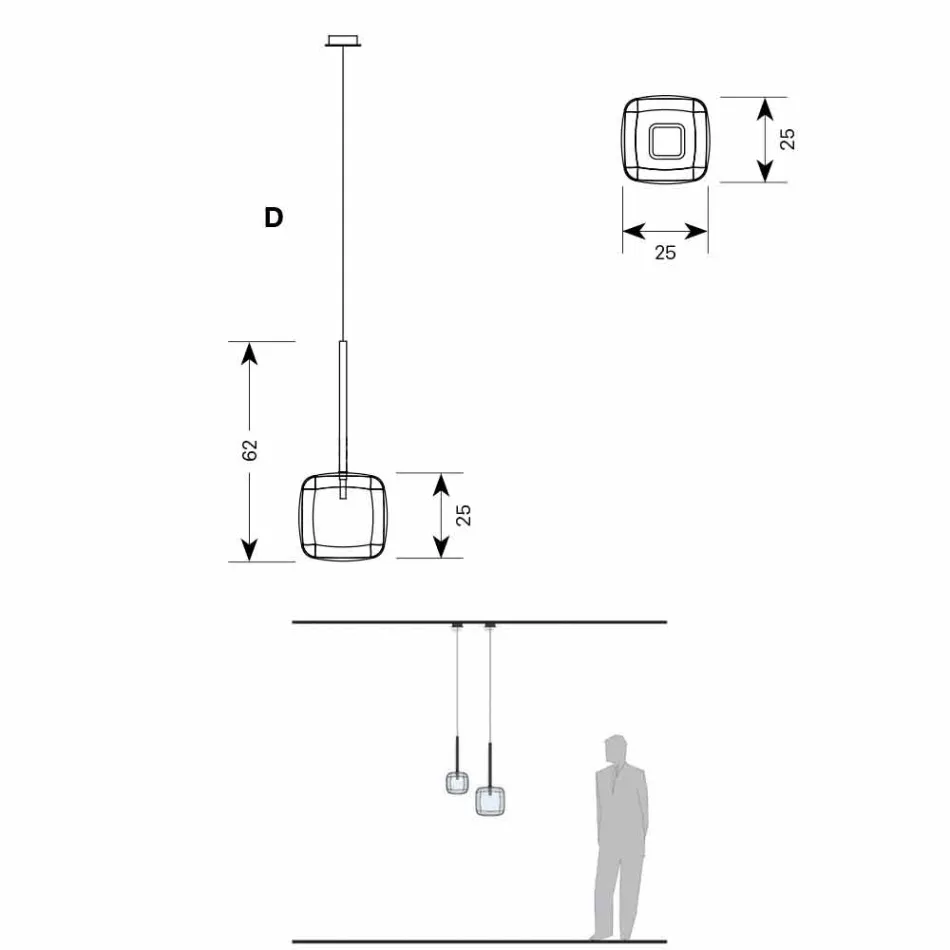 Lámpara de suspensión de diseño en metal brillante Made in Italy - Donatina Viadurini
