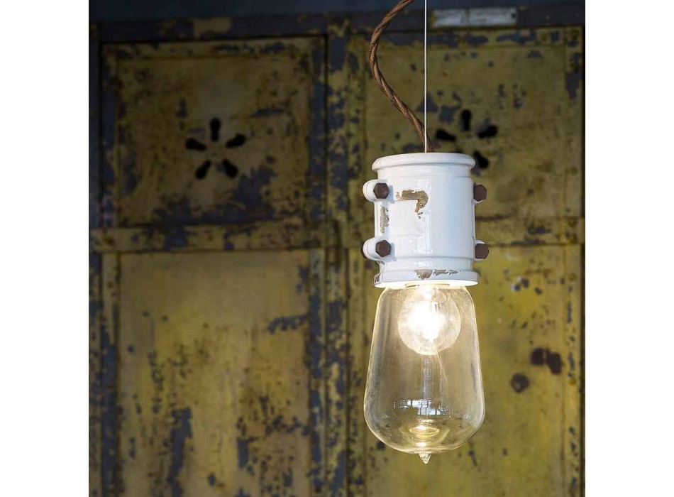 Lámpara colgante de diseño urbano artesanal Edith Ferroluce Viadurini