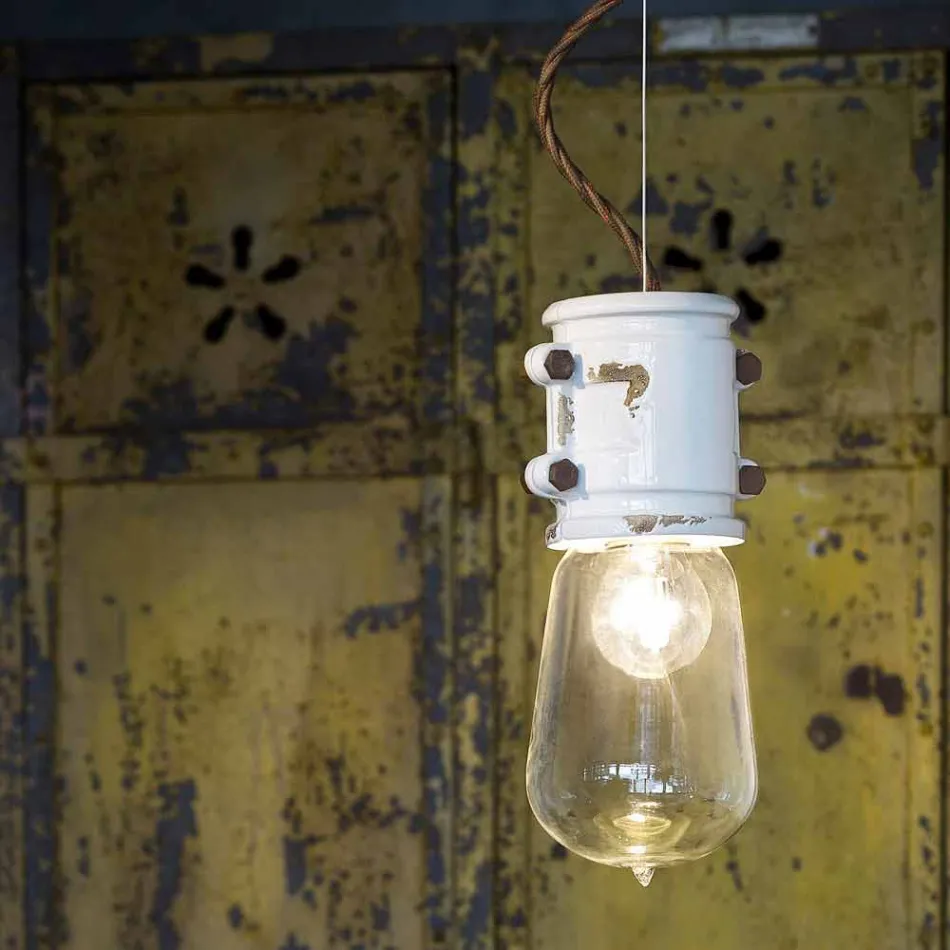 Lámpara colgante de diseño urbano artesanal Edith Ferroluce Viadurini