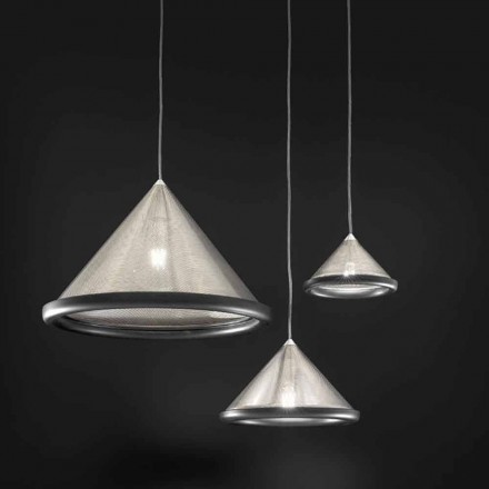 Lámpara de suspensión en acero inoxidable y cerámica - Tamiso Aldo Bernardi Viadurini