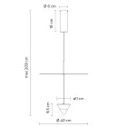 Lámpara de Suspensión de Aluminio con Placa Blanca y Cono Negro - Padel Viadurini