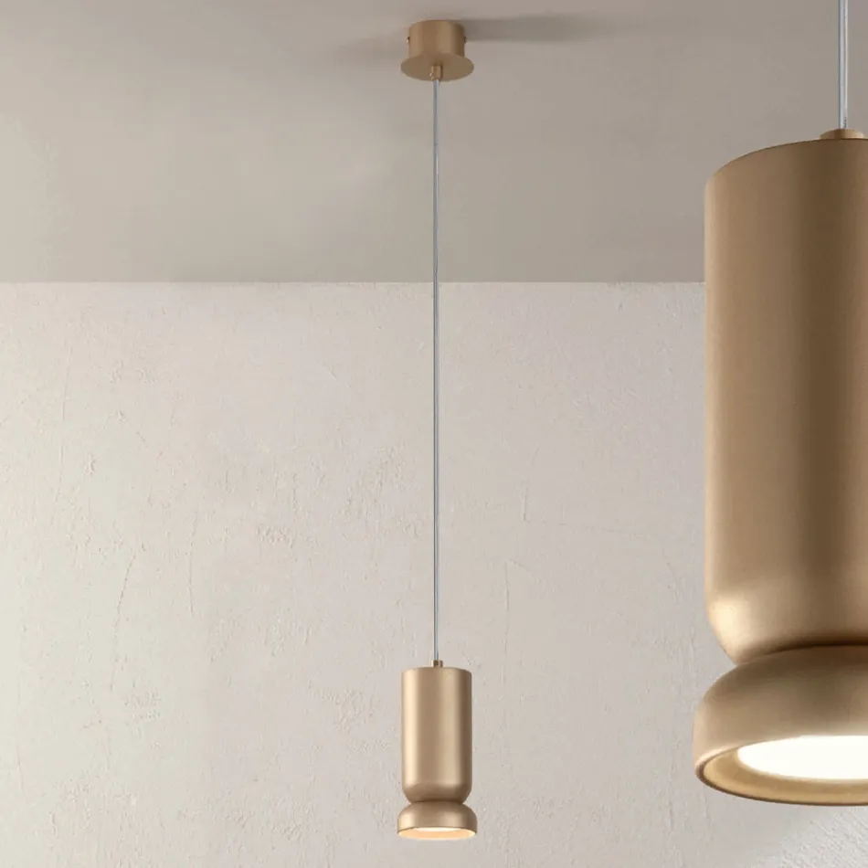 Lámpara de suspensión en aluminio con recubrimiento de polvo y cable ajustable - Buxus Viadurini