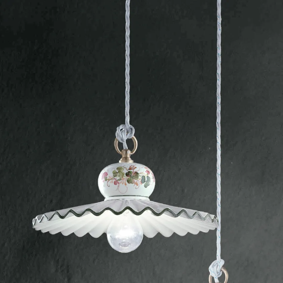 Lámpara de Suspensión de Cerámica Artesanal Decorada a Mano - Roma Viadurini