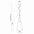 Lámpara de suspensión con pantalla de cerámica blanca en lino de diseño largo - Cadabra Viadurini