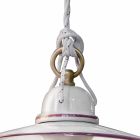 Lámpara de Suspensión en Cerámica Pintada a Mano y Diseño en Hierro - Asti Viadurini