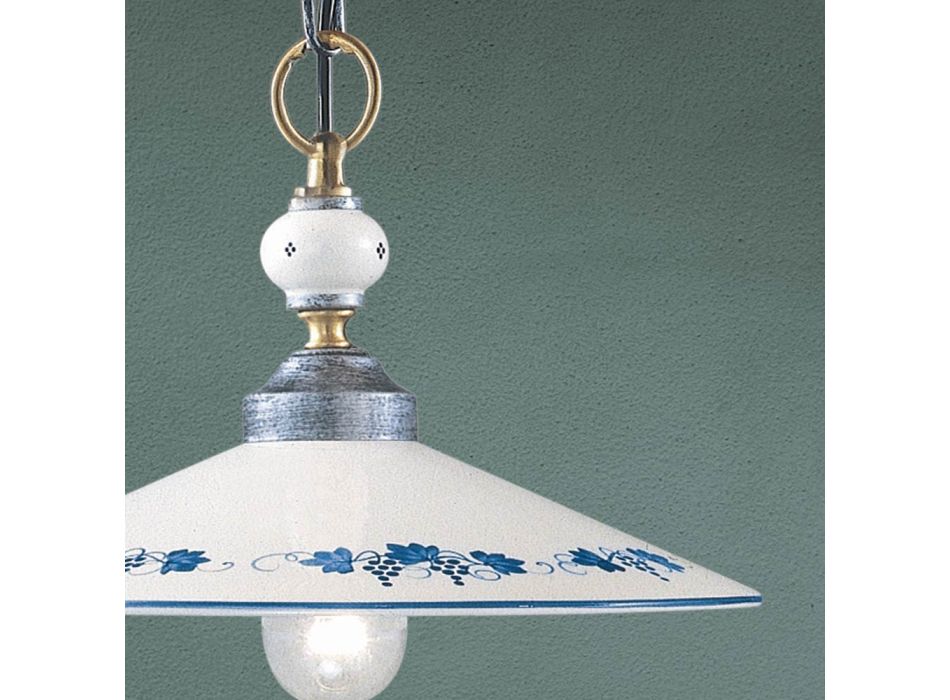 Lámpara colgante artesanal de cerámica y hierro vintage - Asti Viadurini