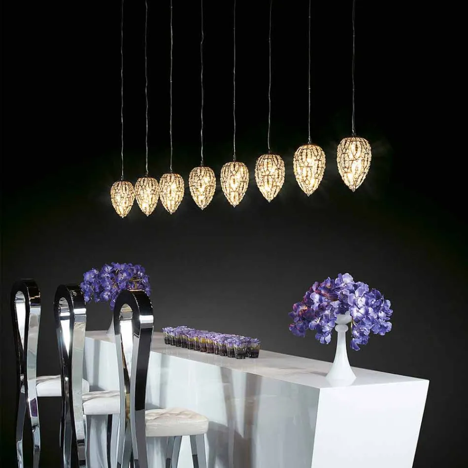 cristal de la lámpara colgante y en forma de huevo del huevo de acero Viadurini