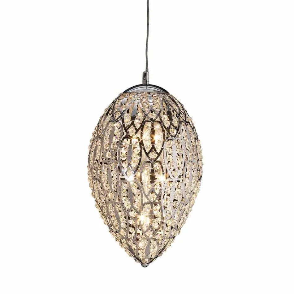 cristal de la lámpara colgante y en forma de huevo del huevo de acero Viadurini