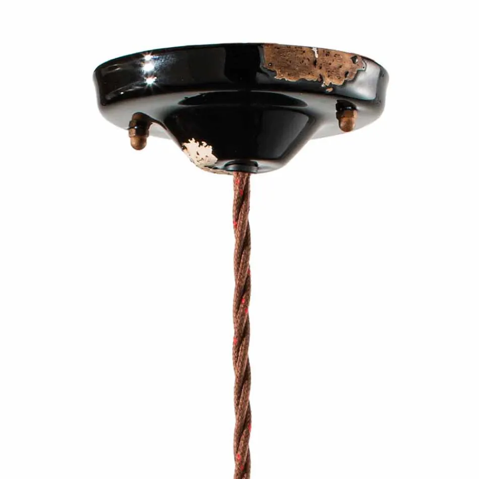 Lámpara de suspensión de hierro corten y cerámica Lois Ferroluce Viadurini