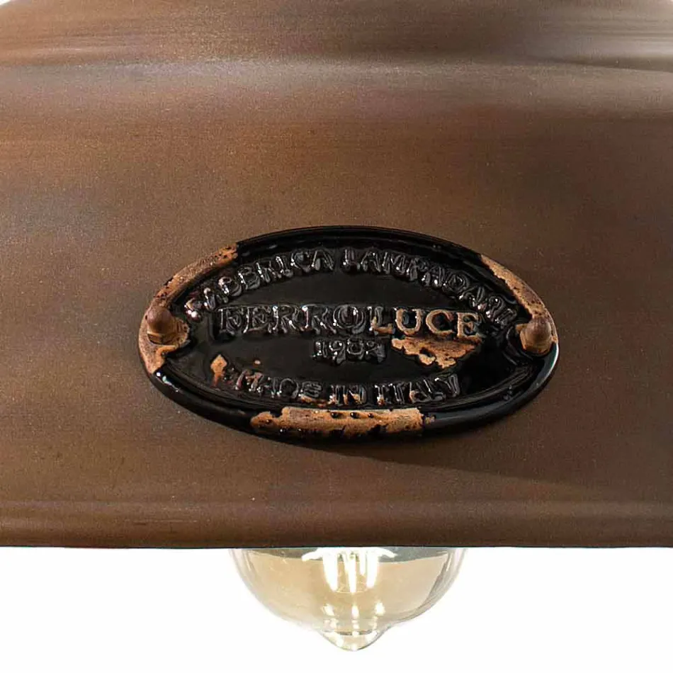 Lámpara de suspensión de hierro corten y cerámica Lois Ferroluce Viadurini