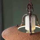 Lámpara de Suspensión en Hierro y Cerámica Cruda Hecha a Mano - Bologna Viadurini