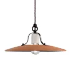 Lámpara de Suspensión en Hierro y Cerámica Cruda Hecha a Mano - Bologna Viadurini