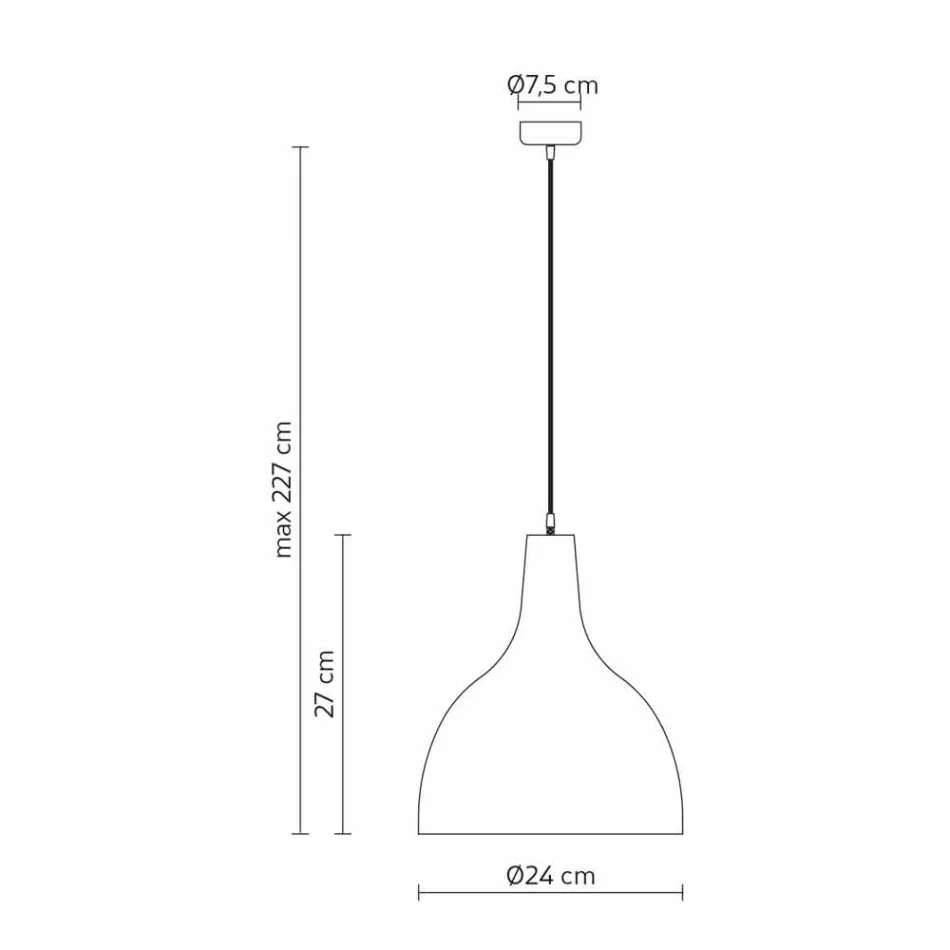Lámpara de suspensión en gres antracita y diseño interior esmaltado blanco - Edmondo Viadurini