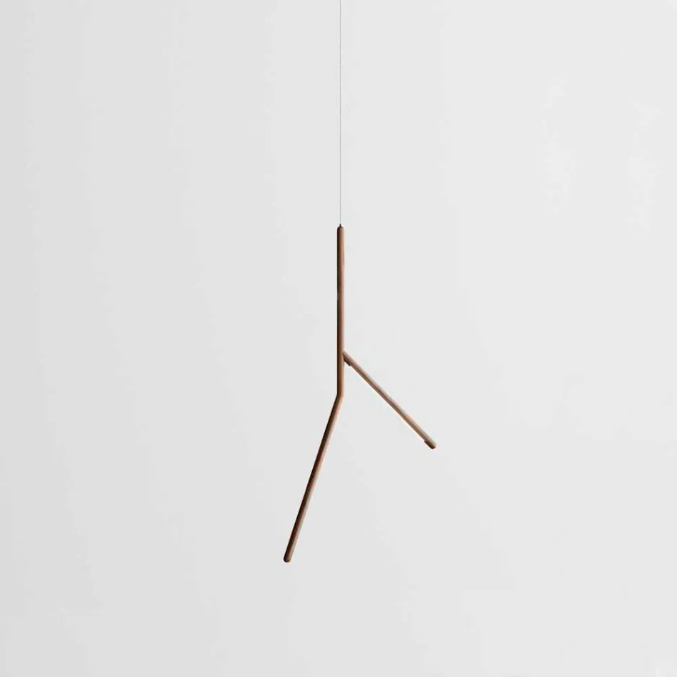 Lámpara de Suspensión en Madera Maciza en Diferentes Acabados Made in Italy - Orlov Viadurini