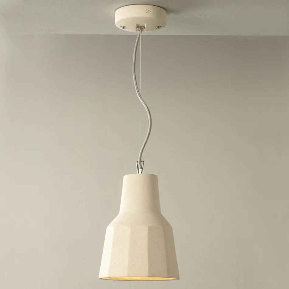 Lámpara de suspensión de mayólica toscana hecha a mano en Italia - Toscot Rossi Viadurini