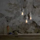 Lámpara de suspensión en metal blanco, antracita o dorado 2 tamaños - Meccasmo Viadurini