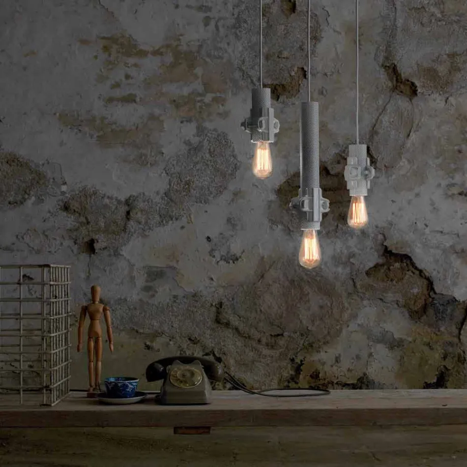 Lámpara de suspensión en metal blanco, antracita o dorado 2 tamaños - Meccasmo Viadurini