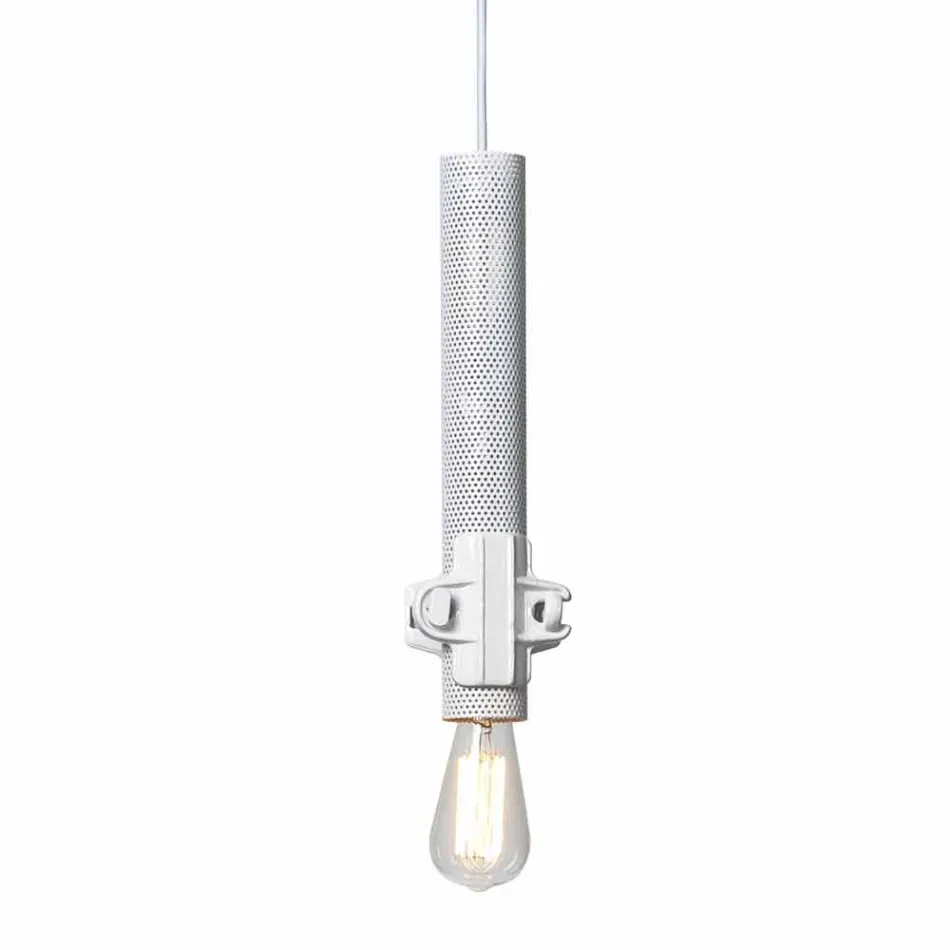 Lámpara de suspensión en metal blanco, antracita o dorado 2 tamaños - Meccasmo Viadurini