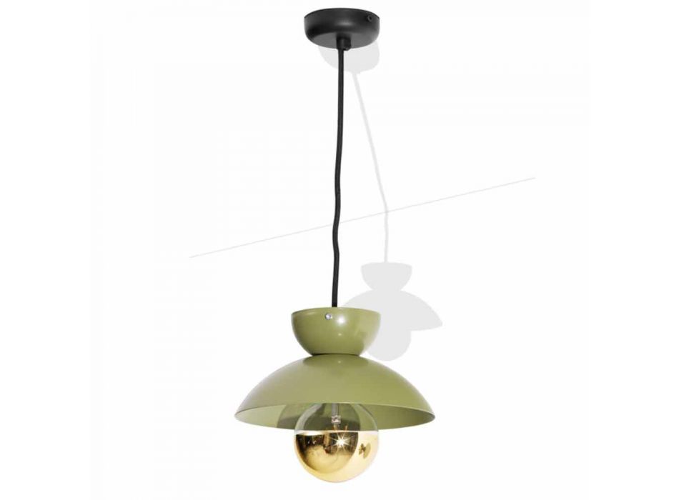 Lámpara de suspensión de metal con moderno detalle dorado Made in Italy - Valta Viadurini