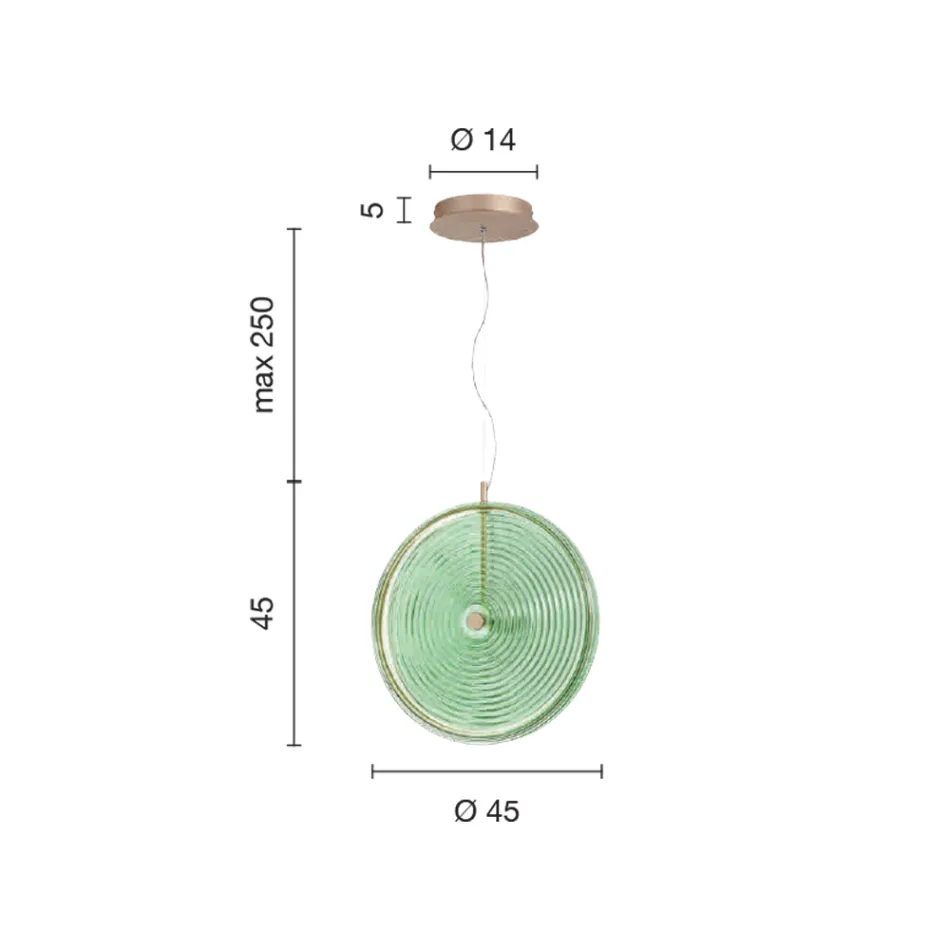 Lámpara de Suspensión en Metal y Vidrio Decorada con Líneas Concéntricas - Hackberry Viadurini