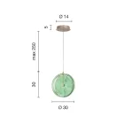 Lámpara de Suspensión en Metal y Vidrio Decorada con Líneas Concéntricas - Hackberry Viadurini