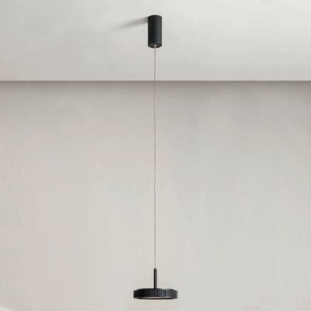 Lámpara de Suspensión en Metal Pintado Negro y Luz LED - Hornbeam Viadurini